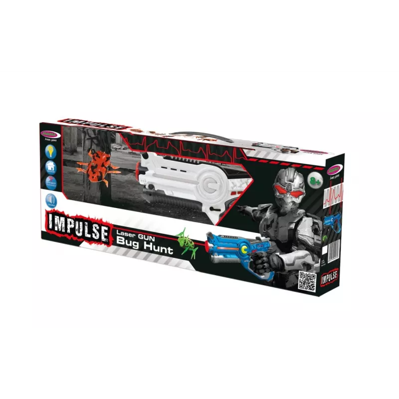 Jamara 410065 Impulse Laser Bug Hunt Set, Toy Laser Gun with Target, White/Orange