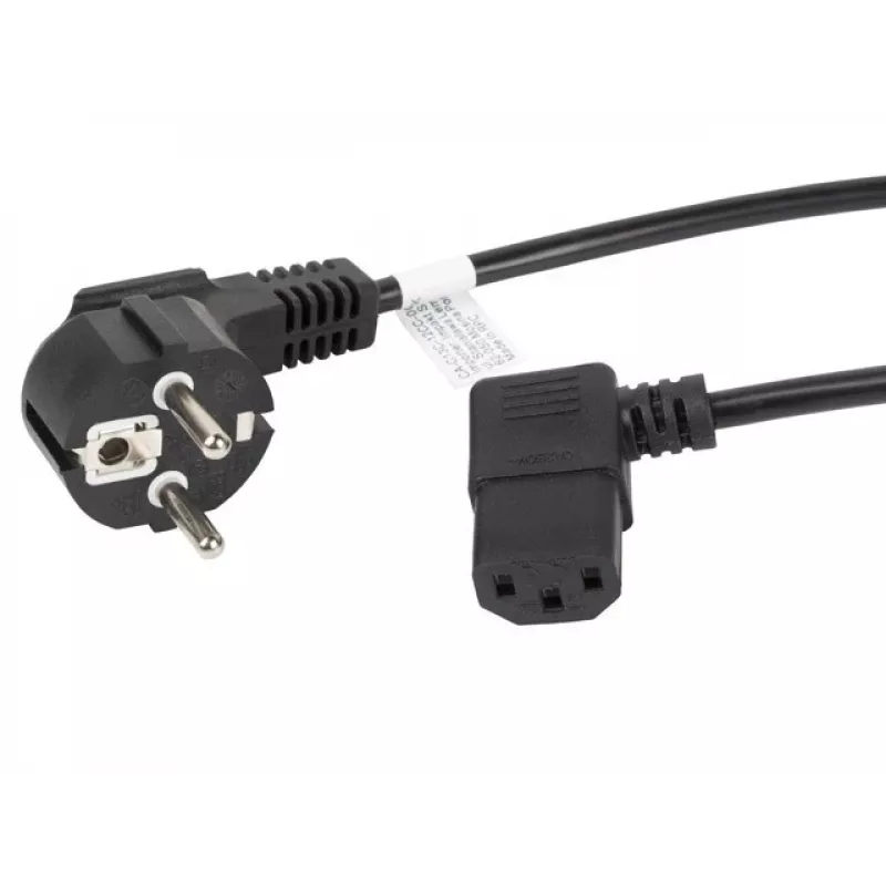 Power cable LANBERG CA-C13C-12CC-0018-BK, 2 m, C13 coupler to CEE7/7, black, angled C13