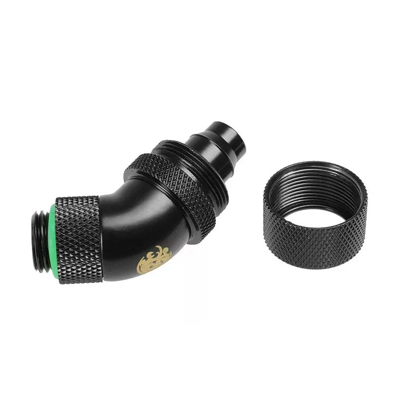 Fitting BitsPower BP-MB45R2CPF-CC3U brass computer cooling fitting, black and green