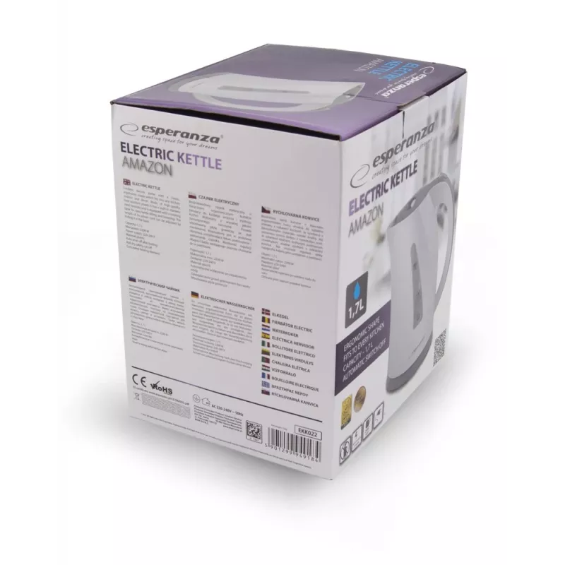 Electric kettle Esperanza 1.7 L 2200 W Grey White