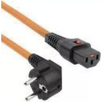 ACT Powercord CEE 7/7 male (angled) - C13 IEC Lock orange 2 m, EL247S