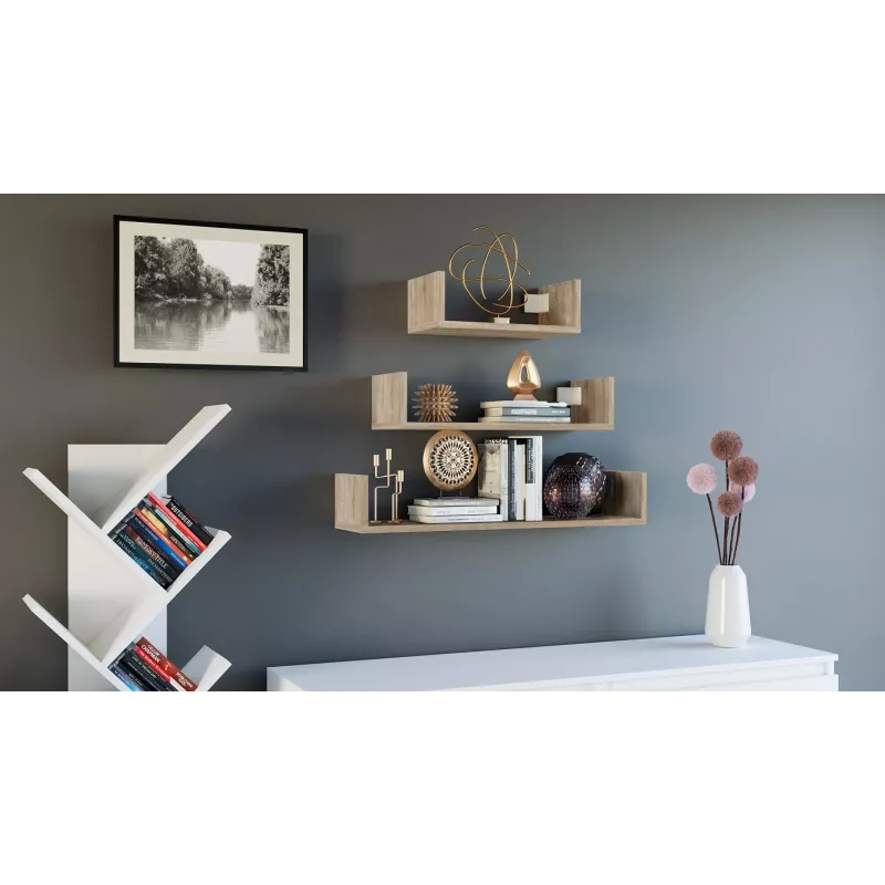 Topeshop MOBI 3P SONOMA shelve Floating shelf Wall mounted Particle board Oak