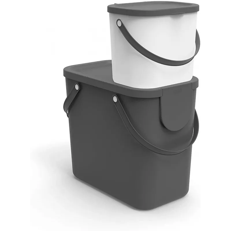 Waste container Rotho Albula rectangular plastic 6 L, anthracite, 200×235×208 mm
