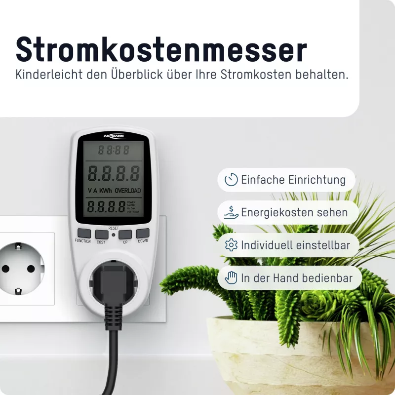 Energy cost meter ANSMANN APM2 120-0007 with LCD display