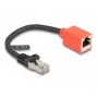 Network Cable DeLOCK RJ45 Device Protection Adapter Cat.6A S/FTP 20 cm Black Red