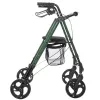 Rollator walker MDH Green with seat and bag — aluminium frame, 4 wheels, adjustable height, max load 136 kg