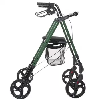 Rollator walker MDH Green with seat and bag — aluminium frame, 4 wheels, adjustable height, max load 136 kg