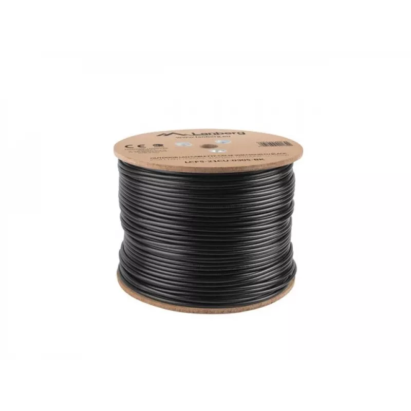 LANBERG networking cable Cat5e LCF5-21CU-0305-BK, F/UTP copper, 305 m, 24 AWG, PE jacket, black