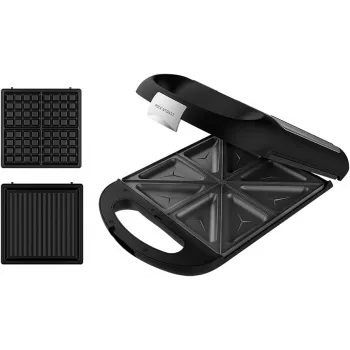 Cecotec Sandwich Maker | Rock'nToast Family 3in1 | 1500 W | Number of plates 3 | Black