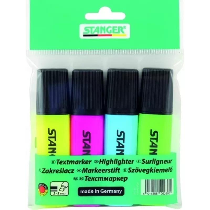 STANGER highlighter, 1-5 mm, set 4 pcs 180009000