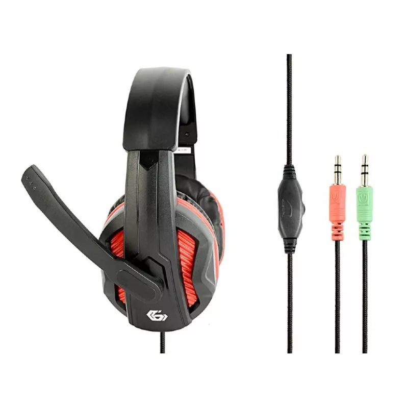 Wired gaming headset GEMBIRD GHS-03 — 20–20000 Hz, 2 m cable, 250 g, black/red