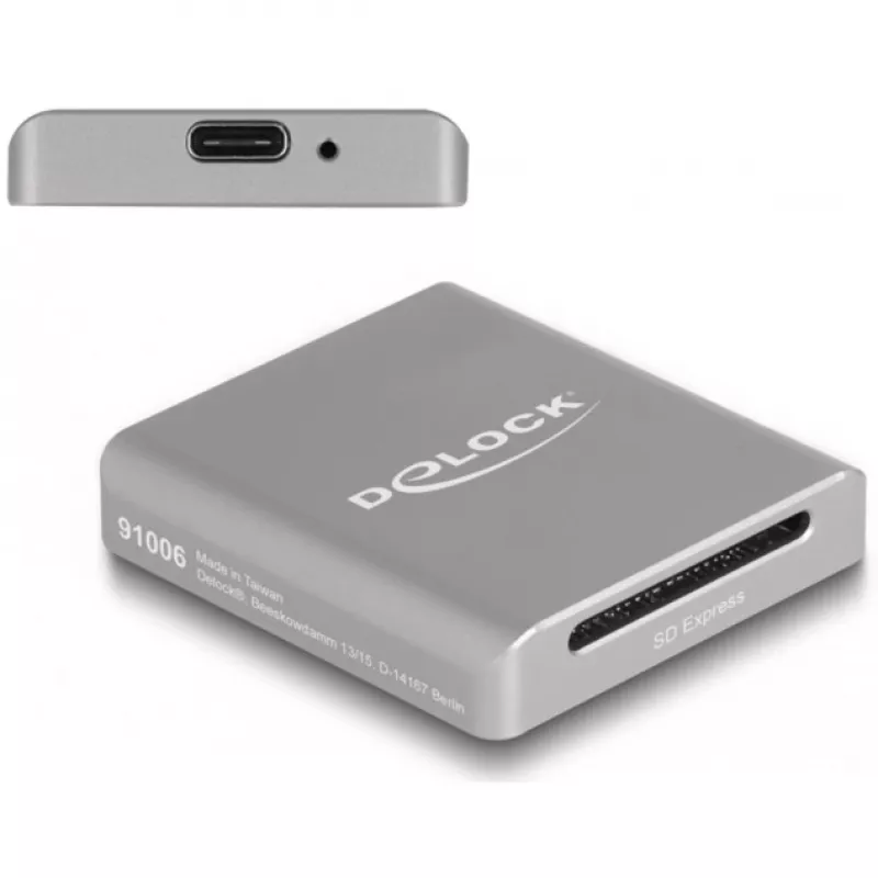 DeLOCK 91006 Card Reader Grey SD USB Type-C 10000 Mbit/s