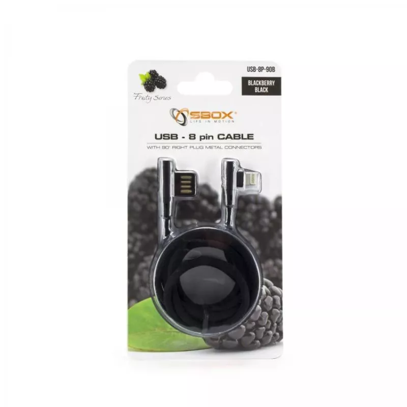 Sbox USB-8P-90B USB 8 Pin Cable blackberry black