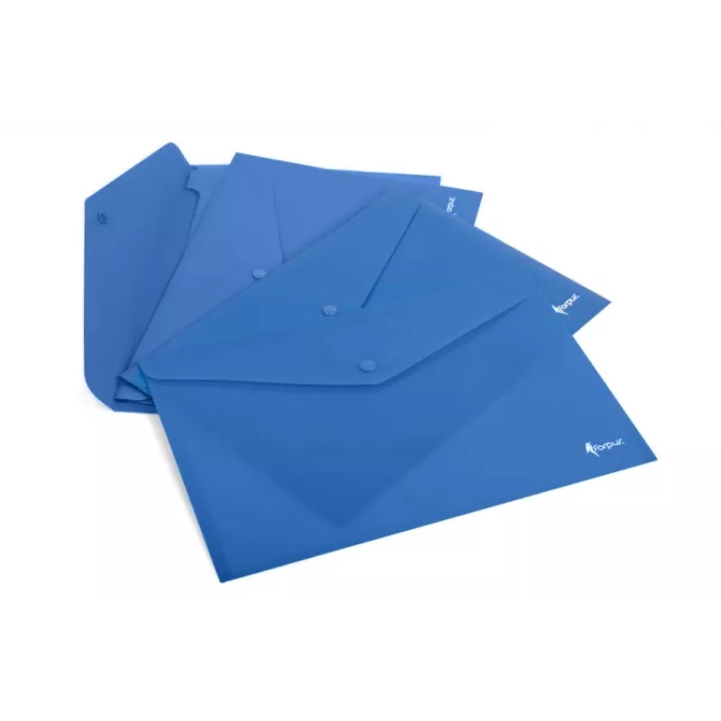 Plastic A4 envelope FORPUS FO21616 blue – document sleeve, transparent front, press-stud closure