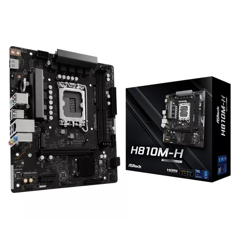 Micro ATX motherboard ASRock H810M-H — Intel H810, LGA 1851 (Socket V1), 2x DIMM DDR5, up to 128 GB, M.2 & SATA III