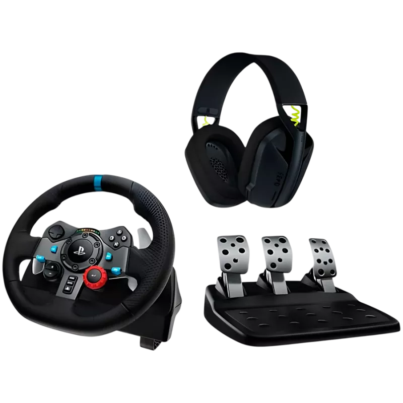 LOGITECH G29 EU + G435 Black Gaming Controller Aluminium Black USB Steering wheel + pedals + headset PC