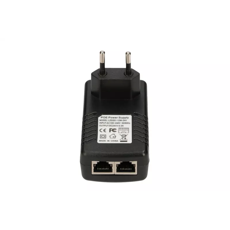 PoE power supply Extralink POE-24-12W 24V 0.5A 12W indoor wall plug, black