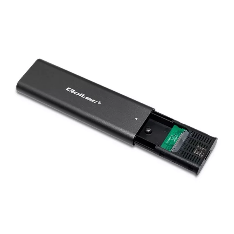 SSD enclosure QOLTEC 50312 Black for single M.2 SATA drive, USB Type-C (USB 2.0 / 3.2 Gen 1)