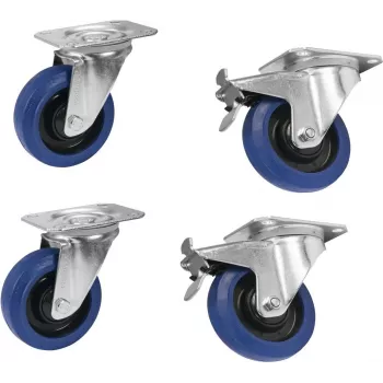 Caster set Roadinger RD-100 100 mm blue, 2 wheels with brake