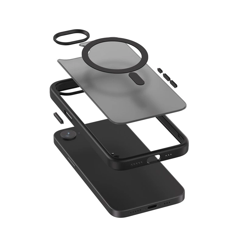 Protective MagSafe case Crong for iPhone 16e — black, durable design