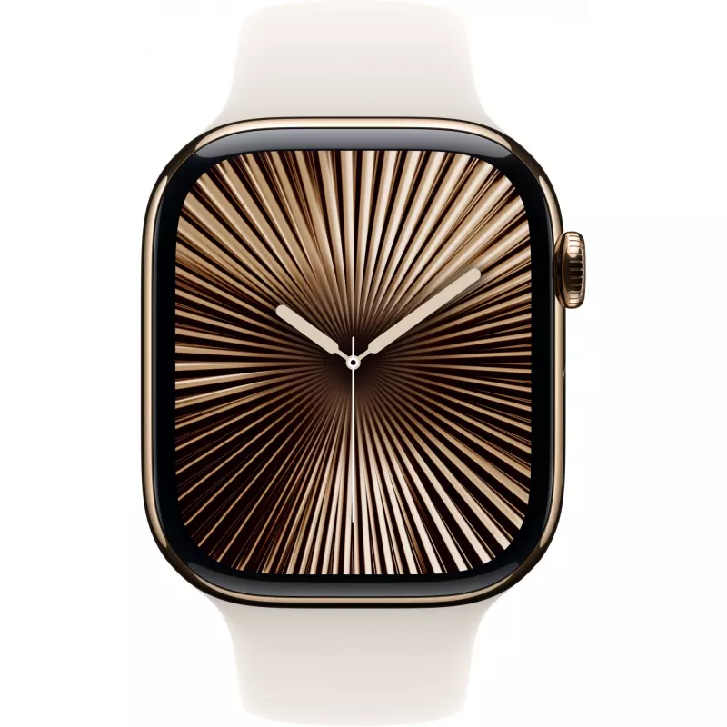APPLE Watch Series 10 GPS + Cellular 46mm Gold Titanium Case with Starlight Sport Band - S/M