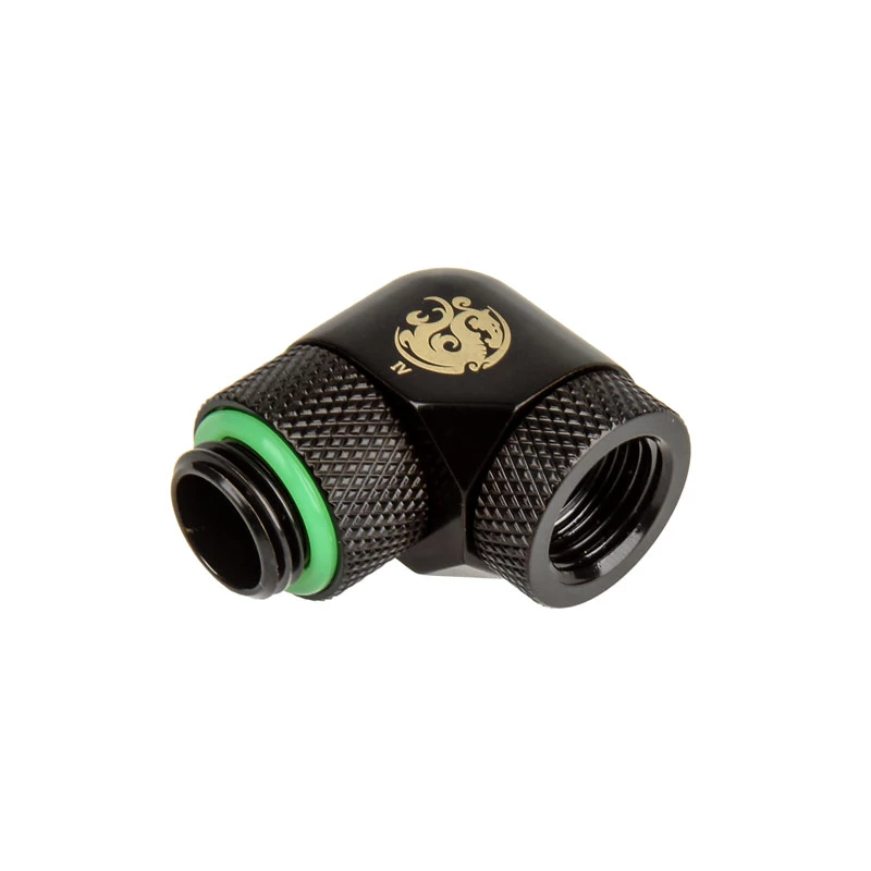 Adapter 90° BitsPower BP-MB90R2LD G1/4 inch male to G1/4 inch female, 2x rotatable swivel