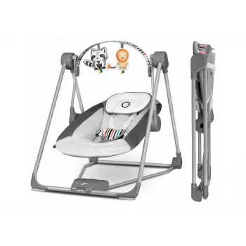 Baby bouncer Lionelo OTTO COZY GREY — compact infant bouncer, soft seat, safety harness