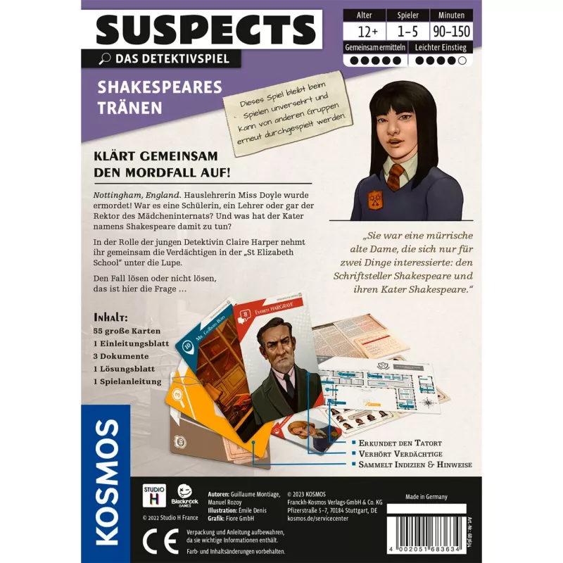 Suspects: Shakespeares Tears, Card Game