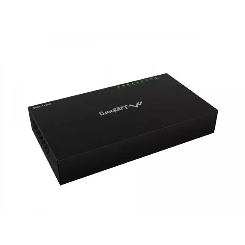Network switch LANBERG DSM1-1008 8x 1 Gb/s unmanaged Gigabit Ethernet desktop 12V metal housing