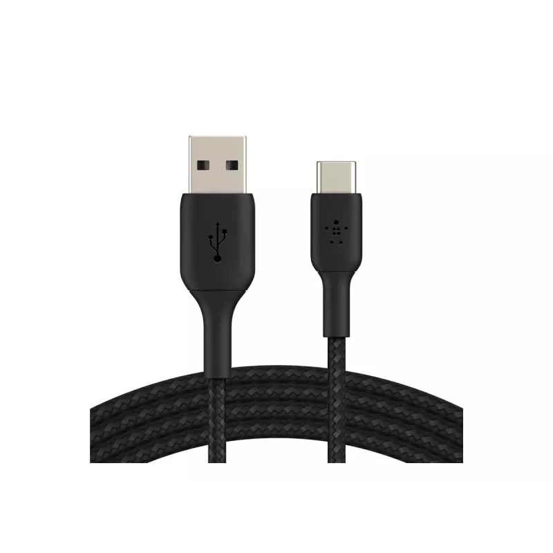 Cable Braided USB-C USB-A 2m Black