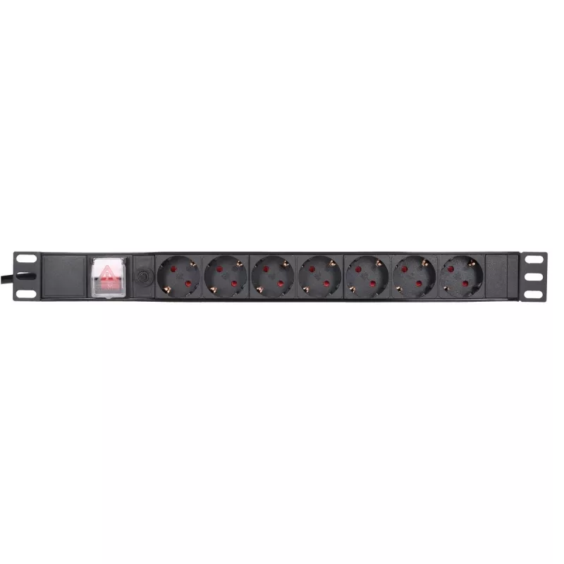 Extralink EXPDU7EU SW 19 inch 1U 7-Outlet EU Power Distribution Unit with Switch, 2m Cable, Black