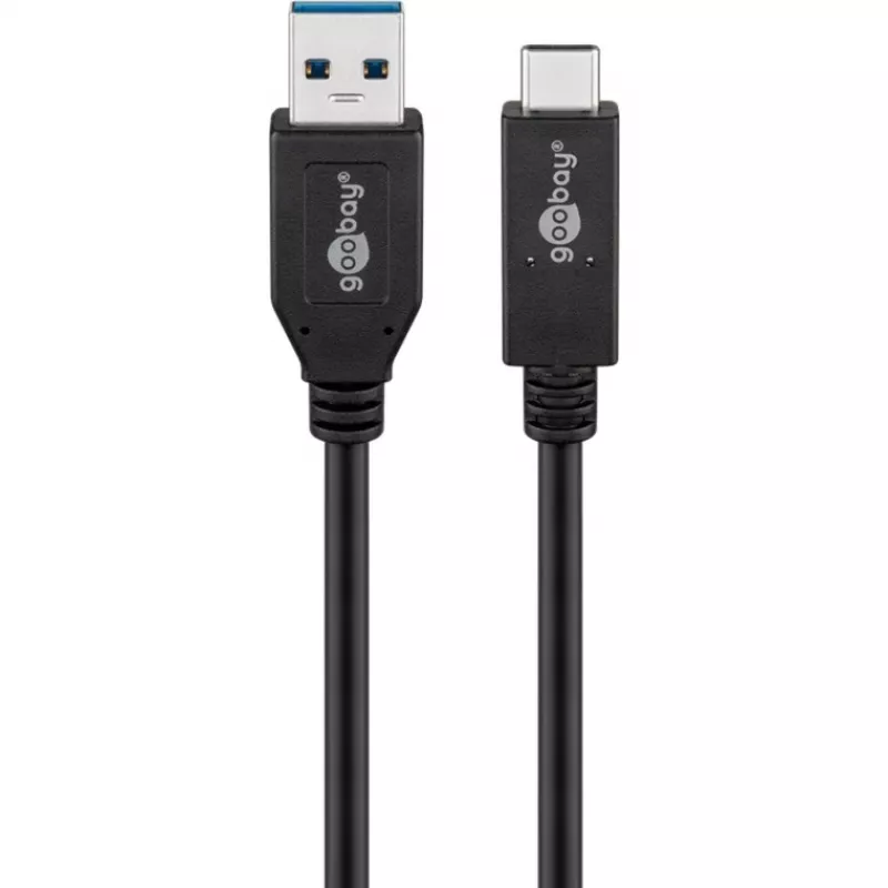 Wentronic goobay - USB Cable - USB-C (M) to USB Type A (M) - USB 3,1 Gen 2 3 A - 50cm - Round - Black (41073)