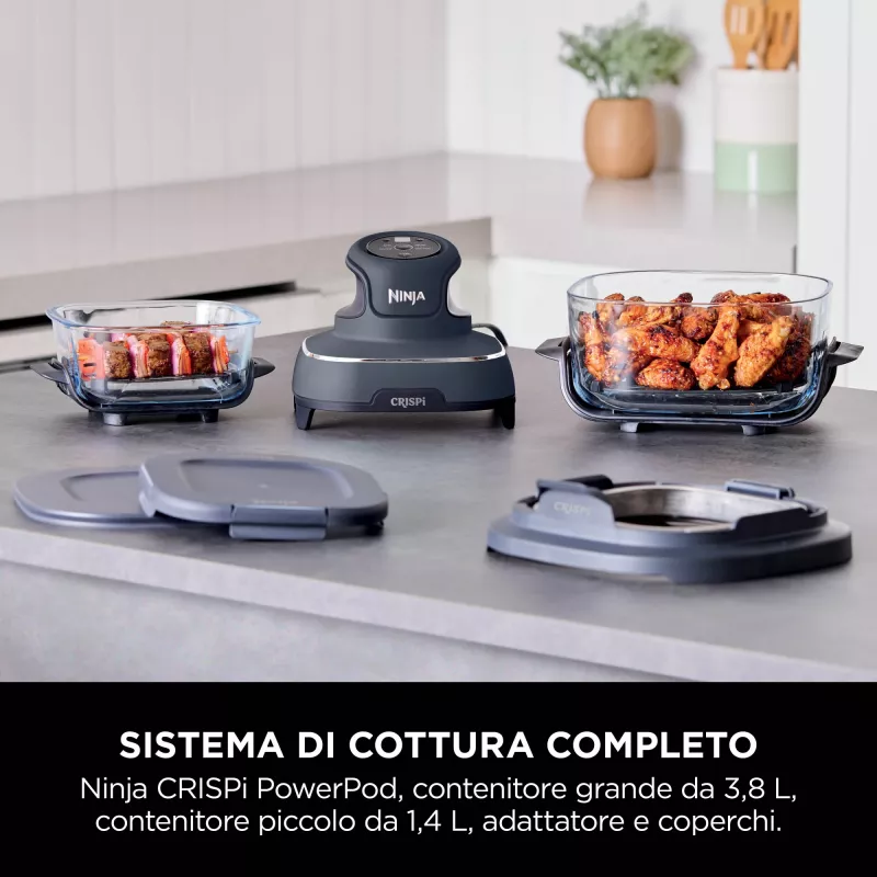 Ninja CRISPi Single 3.8 L 1700 W Hot air fryer Blue, Grey, Transparent