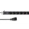 Digitus Socket Strip with Aluminum Profile, 8-way safety socket, 2 m cable, IEC C20 plug