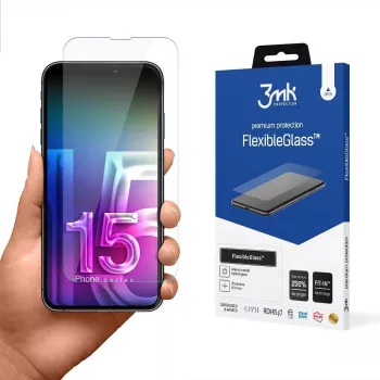 Tempered flexible screen protector 3MK FlexibleGlass Pro for Apple iPhone 15 — clear, scratch-resistant