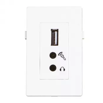 USB2.0+2x Mini Jack Module Garbot BN4900-USB A+2XJ White 20 cm