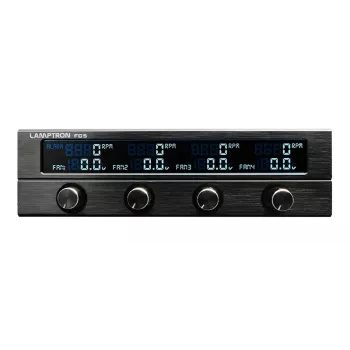 5.25-inch Fan Controller Lamptron FC5 V2 black — multi-fan PWM/manual control, front-panel installation