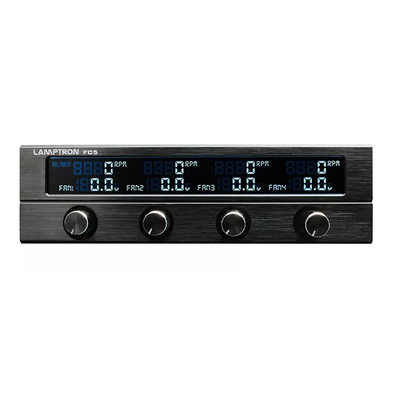 5.25-inch Fan Controller Lamptron FC5 V2 black — multi-fan PWM/manual control, front-panel installation