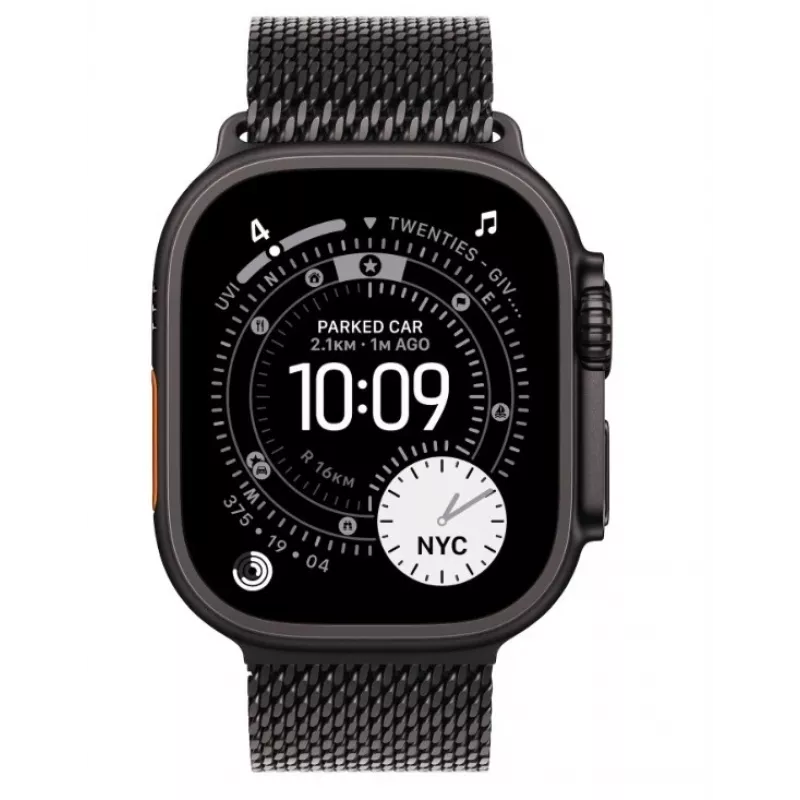 Smartwatch Apple Watch Ultra 3 GPS + Cellular 49mm Black Titanium Case with Black Titanium Milanese Loop Medium