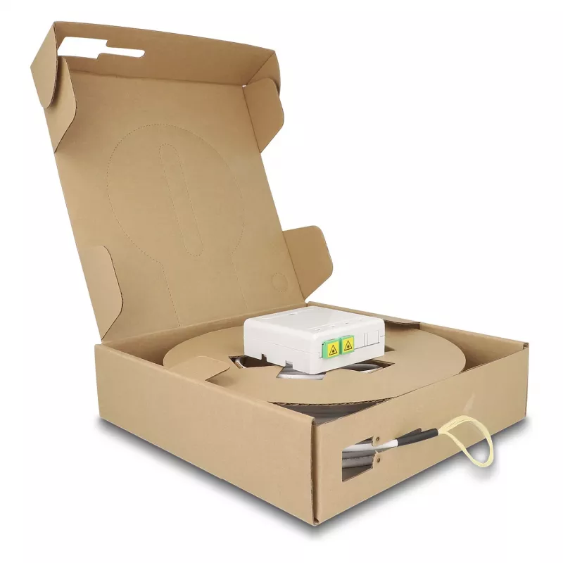 Optical Fiber Connection Box DELOCK 2 x SC/APC Simplex with 30 m G.657.A1 drop cable set