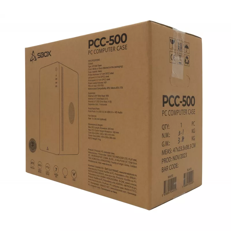 Computer Case Sbox PCC-500 Black ATX