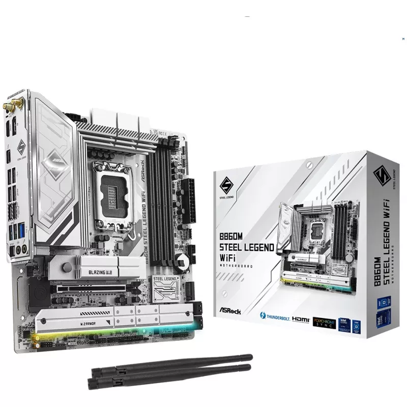 Motherboard ASRock B860M Steel Legend WiFi — Intel B860, LGA 1851, micro‑ATX, DDR5, 4 DIMM, Wi‑Fi 6E, 2.5GbE