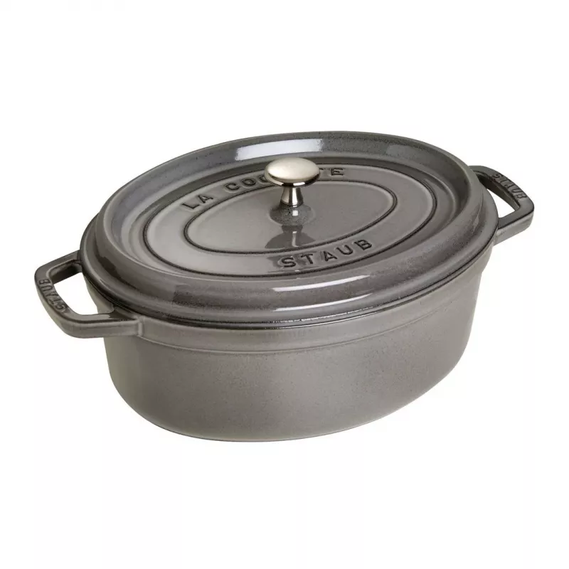 Cast iron oval cocotte Staub 29 cm, graphite grey