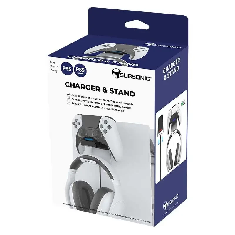 Charging Stand SUBSONIC SA5655 for PS5 Controller and Headset – Dual charger for DualSense and wireless headset