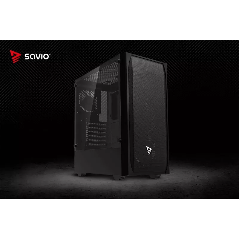 PC Case SAVIO Noctis Flow — Cube Mini‑ITX/Micro‑ATX/ATX, 3x120mm front, 1x120mm rear, 2x3.5 inch + 3x2.5 inch bays, tempered glass