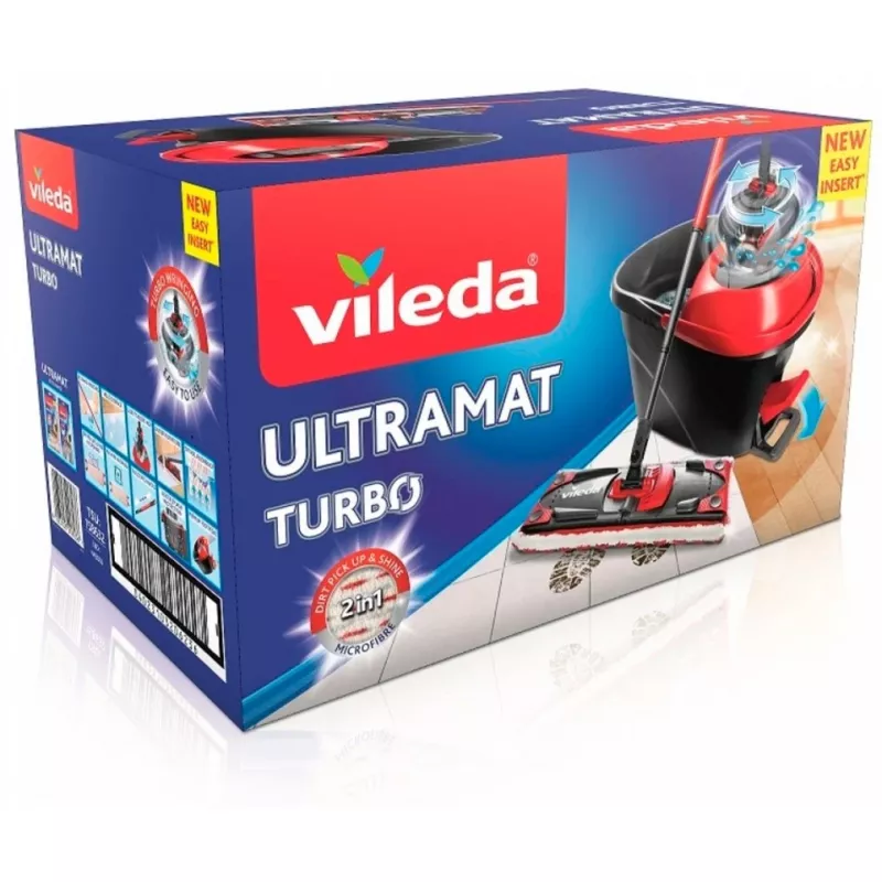Mopping system bucket VILEDA 140827 – black fiber, wet cleaning, telescopic handle 130 cm, 35 cm grip, for laminate/tiles/wood