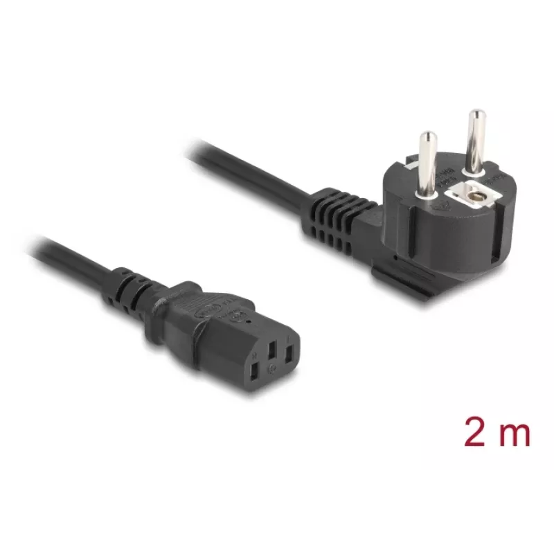 Power cable DELOCK 81567 CEE 7/7 (ST) 90° to IEC C13, 2 m, 3x1.00 mm