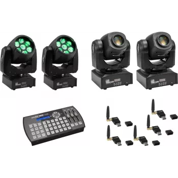 LED set EUROLITE TMH-W63 TMH-S30 USB QuickDMX Easy Show — DMX-controlled LED wash and spot heads