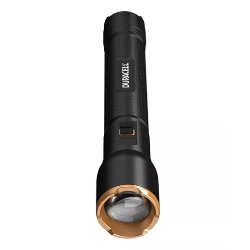 Flashlight Duracell DF6000R Gift Box — handheld rechargeable torch, black