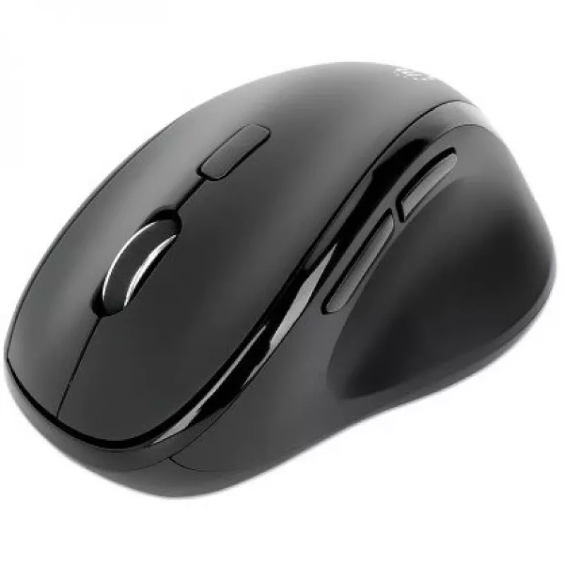 Manhattan Ergonomic Wireless Mouse, Right Handed, Adjustable 800/1200/1600dpi, 2.4Ghz (up to 10m), Six Button with Scroll Wheel, Combo USB=A and USB-C receiver, Black, AA battery (included), Three Year Warranty
